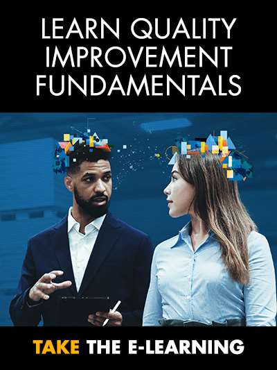 Image promoting e-learning for quality improvement fundamentals.