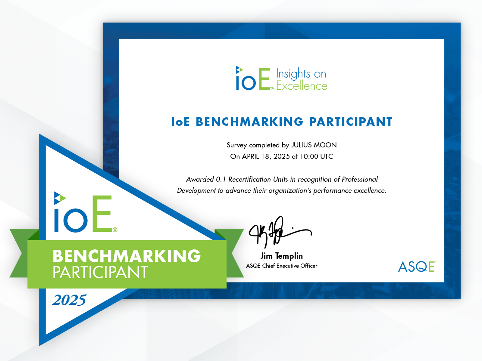 Image of IoE Benchmarking Participant Certificate