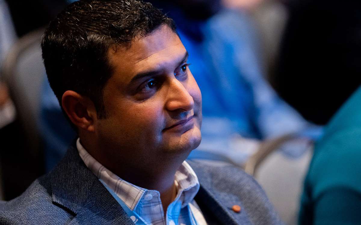 a man at a trade show