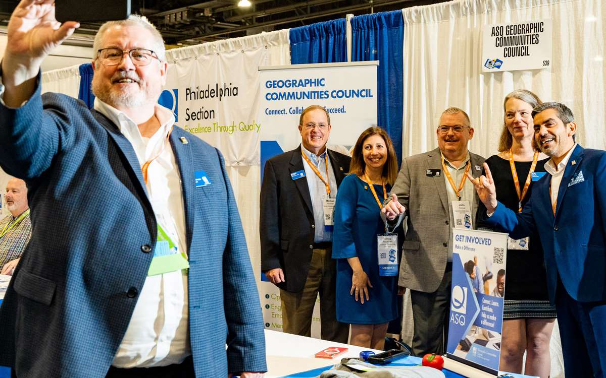 people networking at a trade show