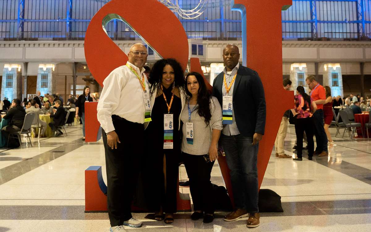 people enjoying a trade show