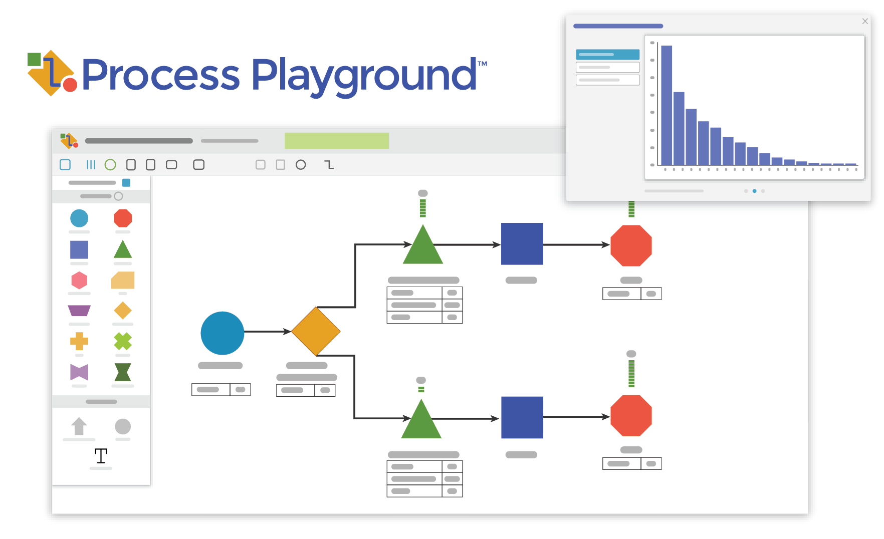 Graphic representing process and charts using EngineRoom software