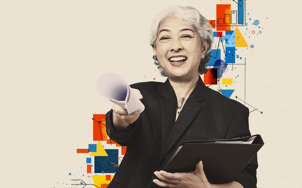 Business woman pointing