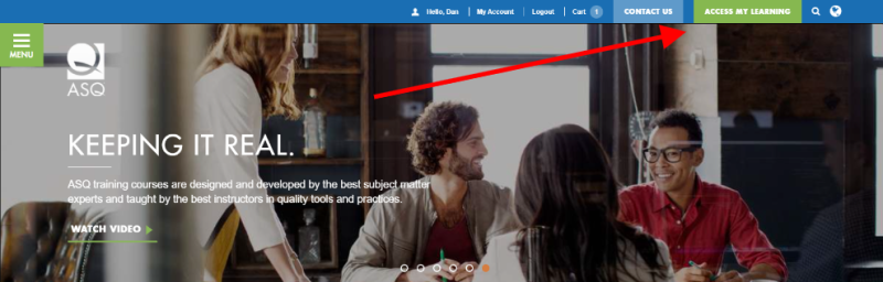 Screenshot of Access My Learning button