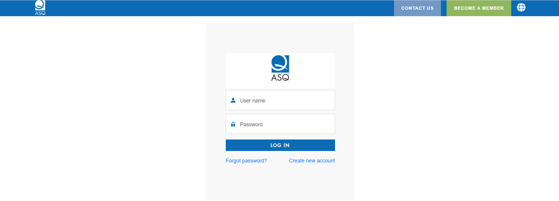 Screenshot of how to login to asq.org