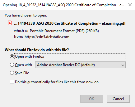 Screenshot of how to open certificate