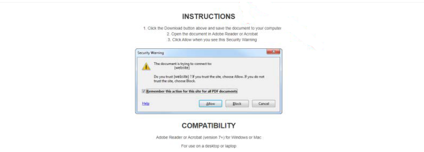 Screenshot of the Security Message 